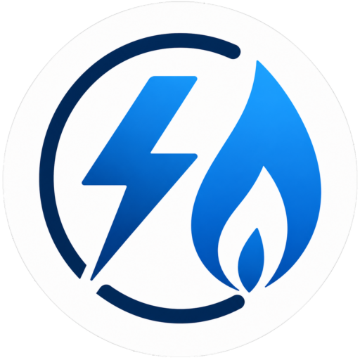 Icon für Strom- und Gasanbieter Vergleich mit Blitz und Flamme